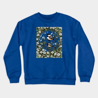 Black-capped Chickadee Bird And Massachusetts Mayflowers Crewneck Sweatshirt